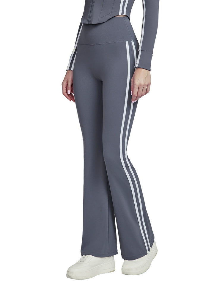 Women's Yoga Pants High-Waisted Striped Flare Pants Casual Versatile Sports Fitness Trousers