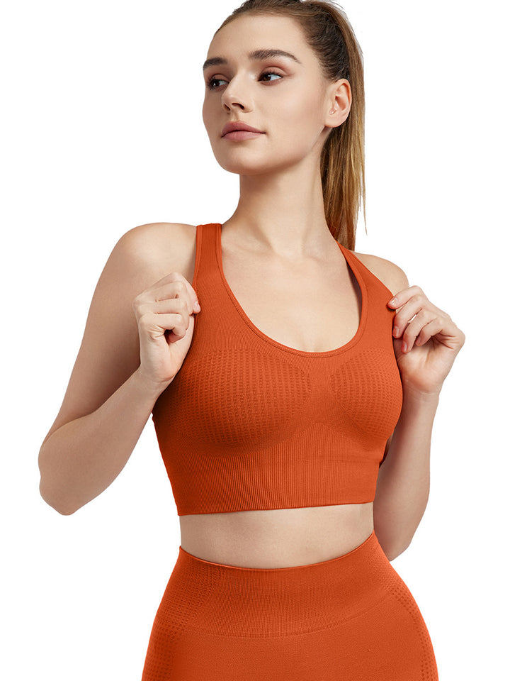 Seamless Yoga Vest with fixed cups slim-fitting breathable Sports bra Tanks