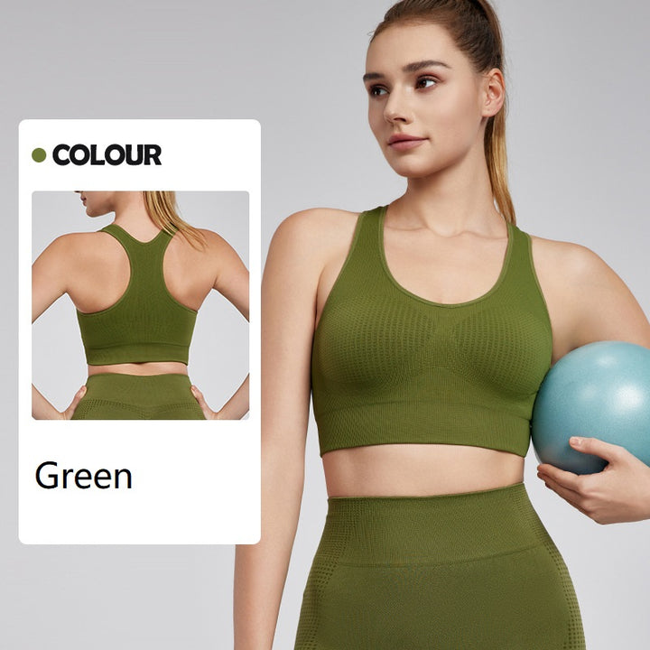 Seamless Yoga Vest with fixed cups slim-fitting breathable Sports bra Tanks