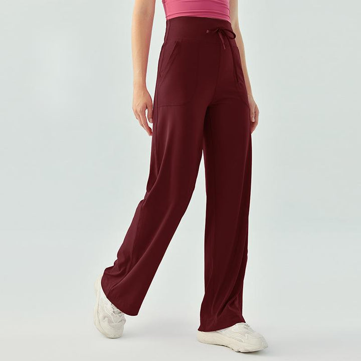 Women's Long Yoga Pants High Waist Drawstring Sports Loose Wide-leg Trousers